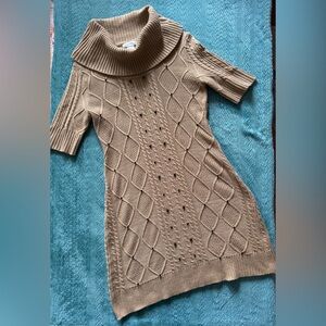 London Times Camel Cowl Neck Sweater Dress